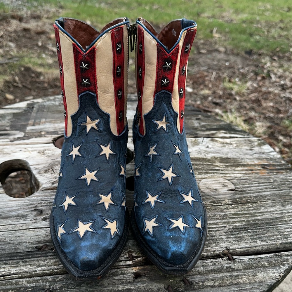 Corral Navy, Red & Cream Star Western Heeled Boots - Picture 2 of 15